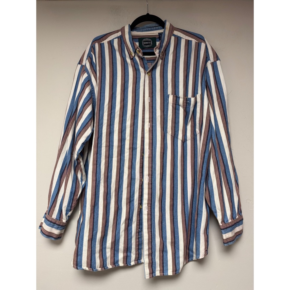 Brut Mens Extra Large XL Striped Long Sleeve Button Up Shirt‎ Casual Top